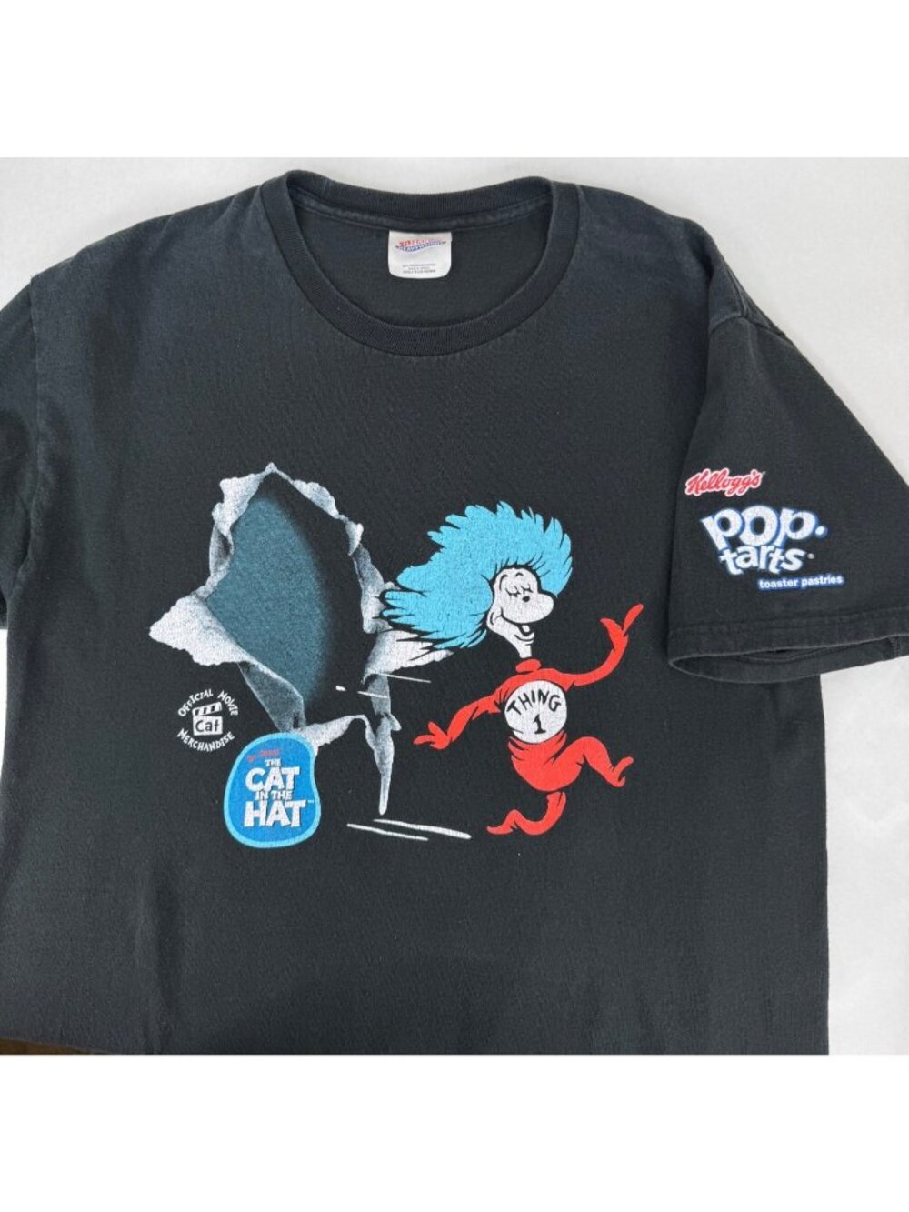 Dr. Seuss Thing 1 2 Cat In The Hat Pop Tart Promo T Shirt M Double Sided VTG Y2K